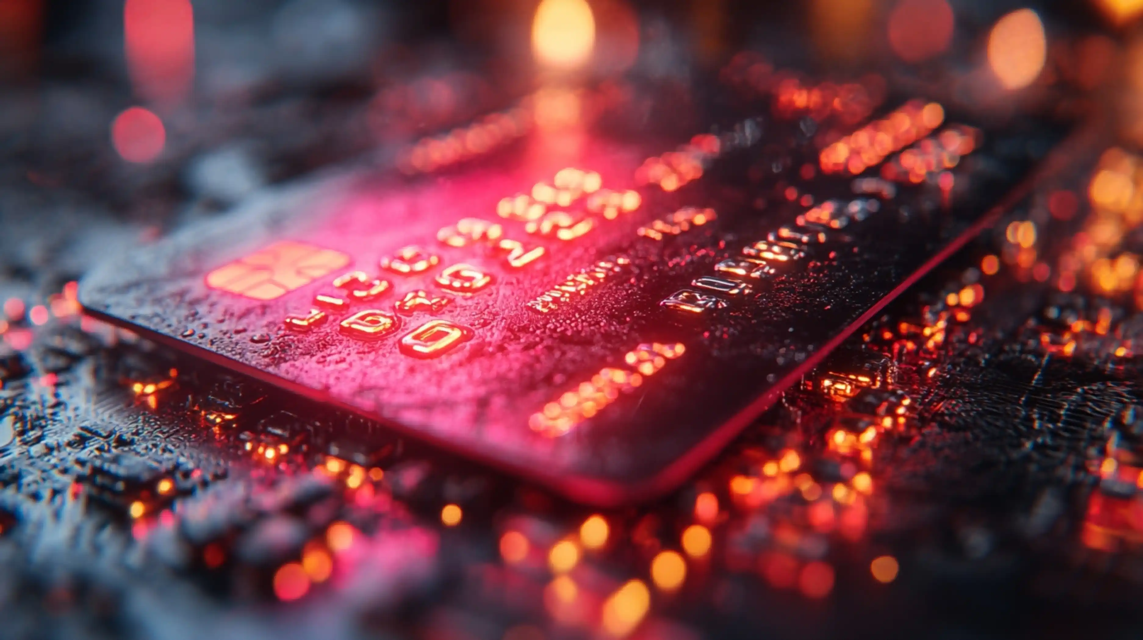 Credit card with neon effect